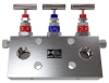 Manifold 3-Valve Direct Mount Angled Bonnet with Vent Plugs
